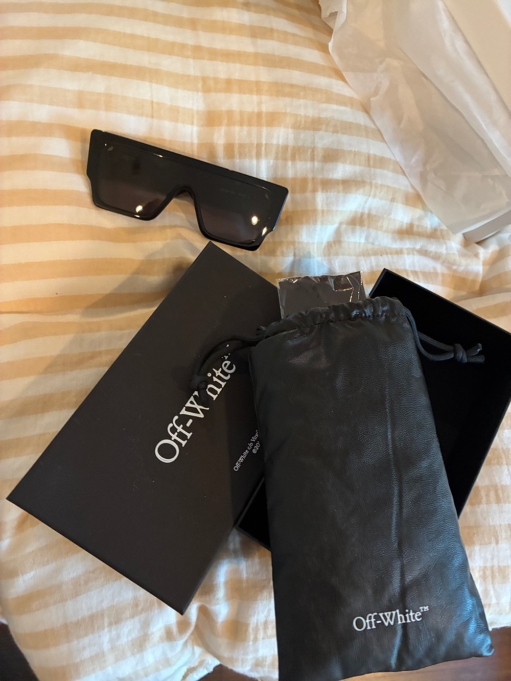 OFF WHITE. Marion acetate shield Black , $465.00 Nieman Marcus Gold Accent